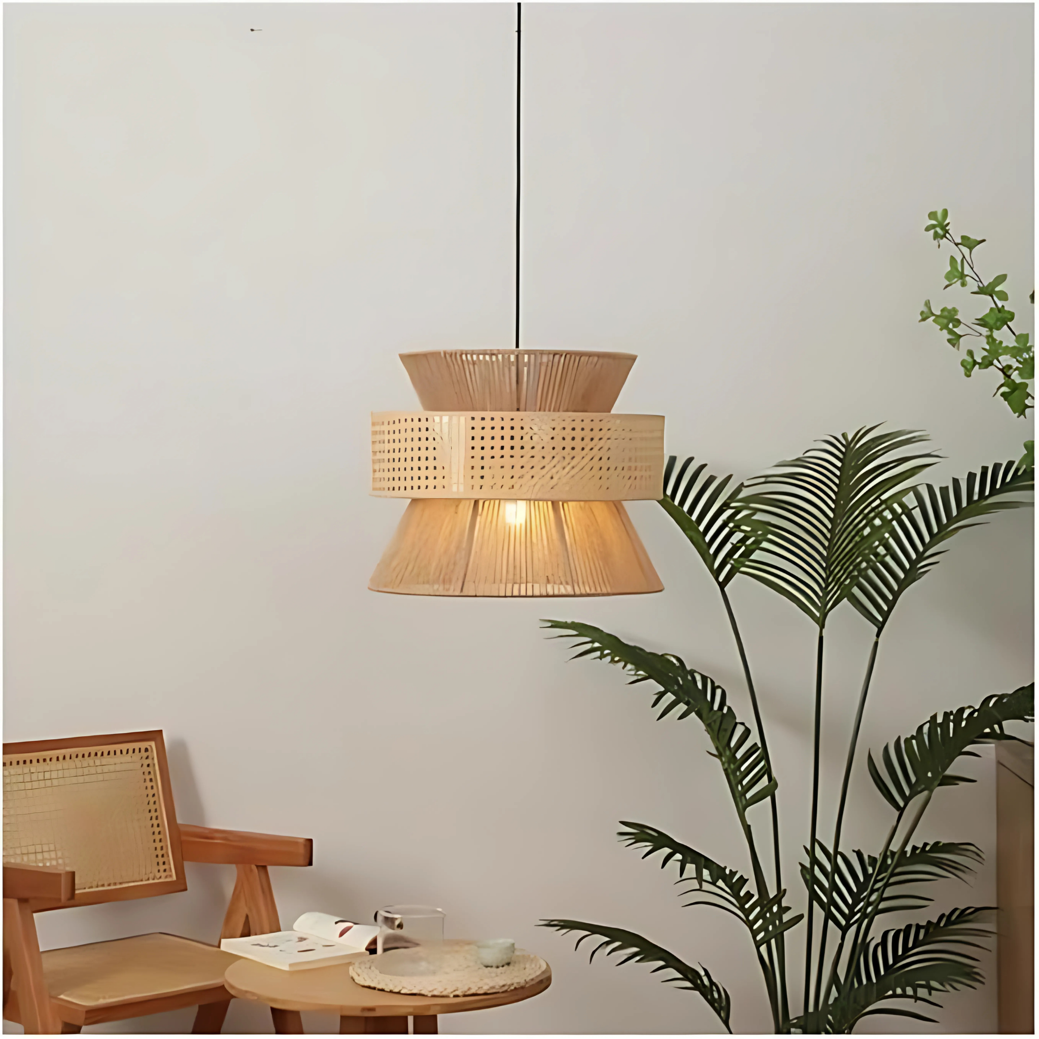 Taklampa Solwood - Pendellampa Natur - Bambu