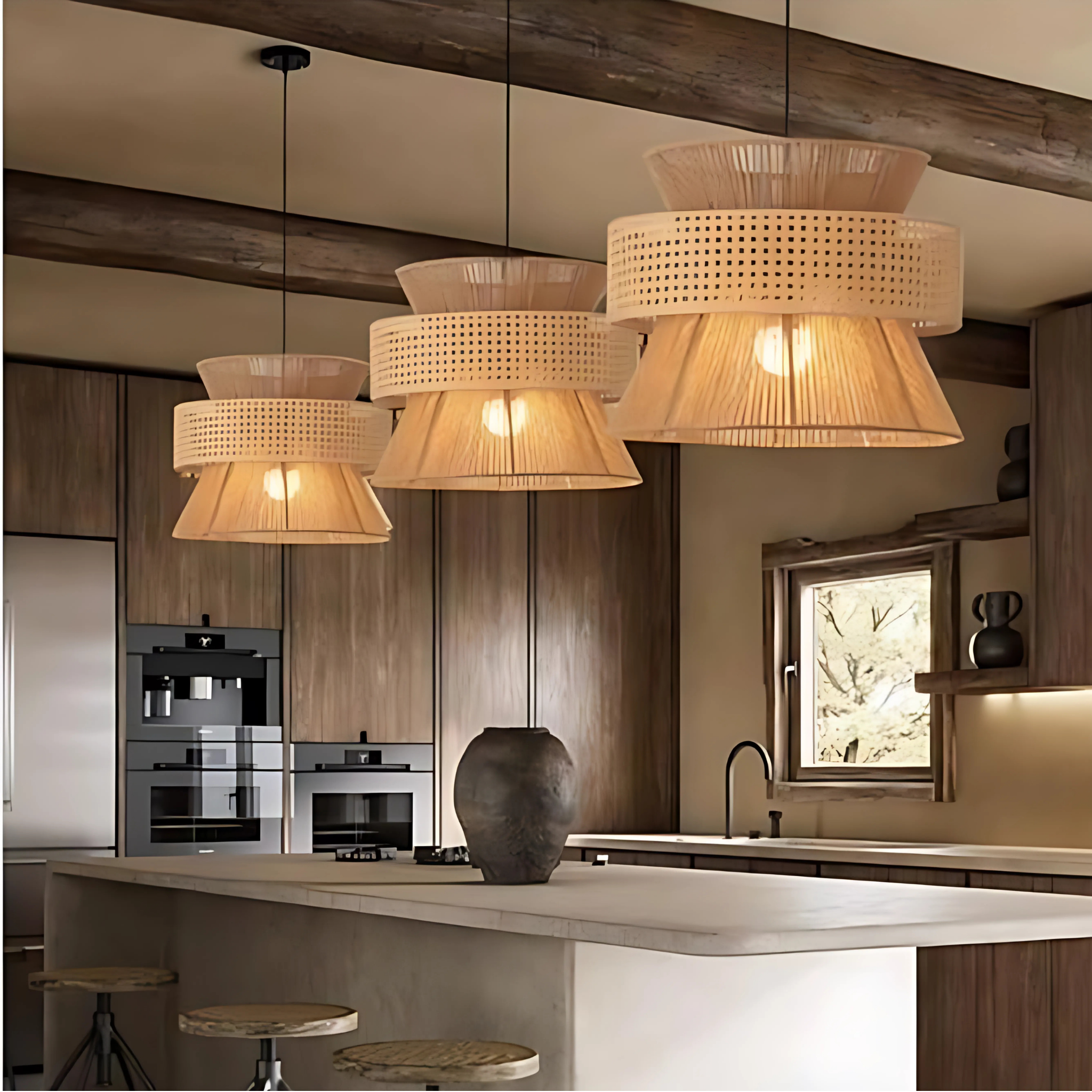 Taklampa Solwood - Pendellampa Natur - Bambu