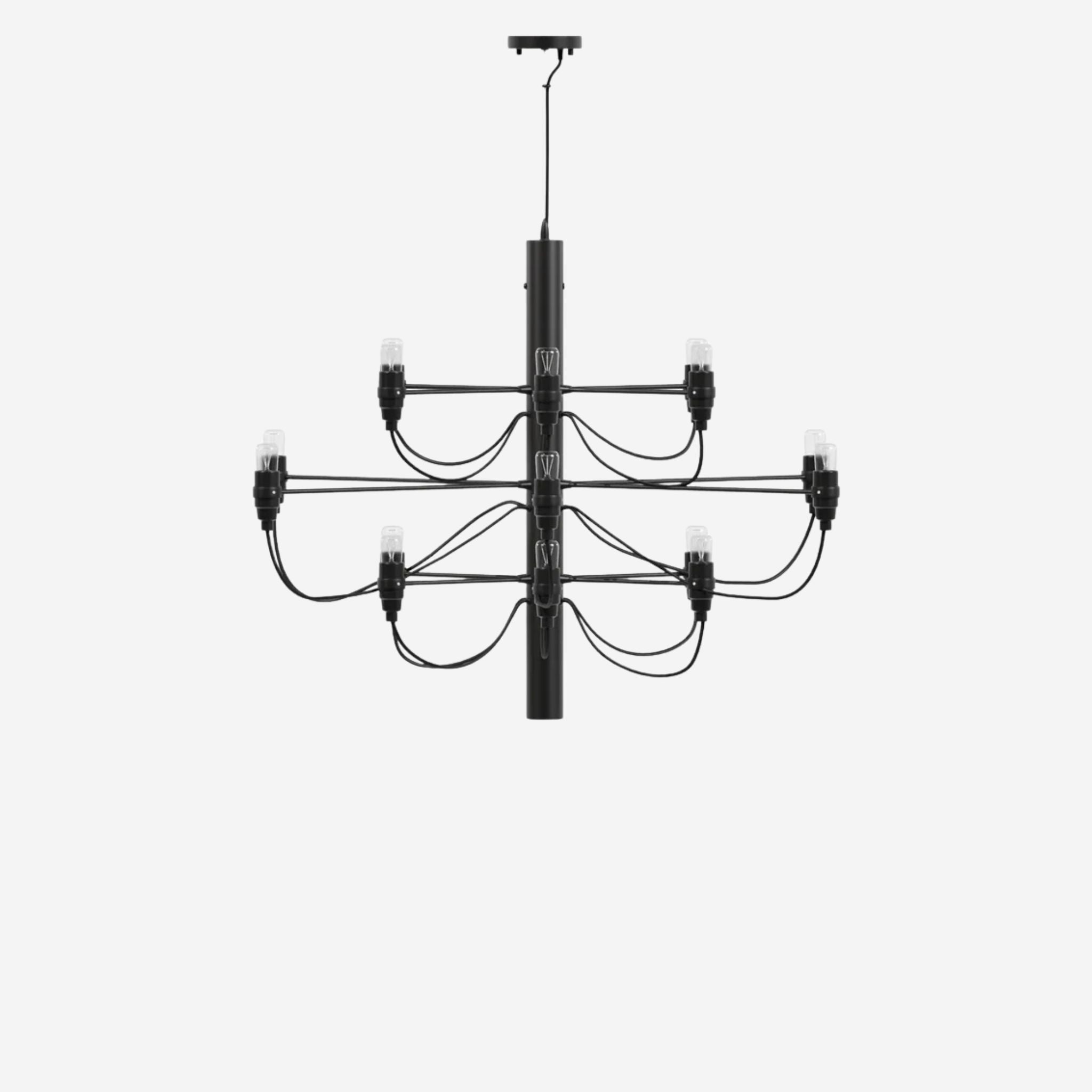 Elegant ljuskrona svart, 18 lampor - Liten modern takkrona Ø68 cm