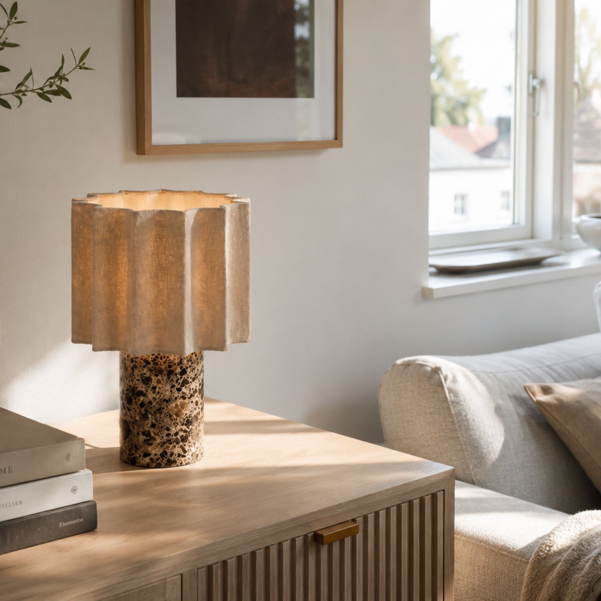 Monolit portabel bordslampa, Breccia 25 cm - Trådlös & uppladdningsbar