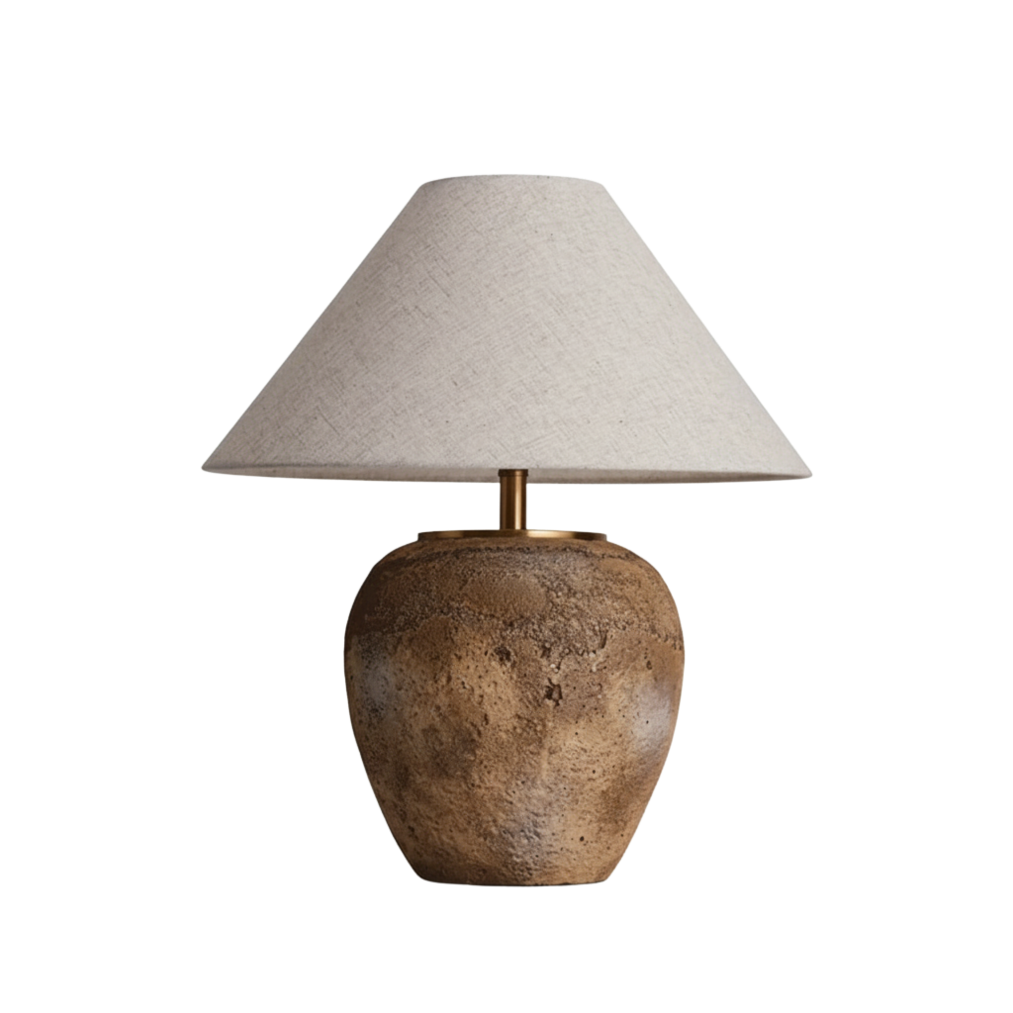 Bordslampa Elderly - Rustik Keramik med Linne Lampskärm