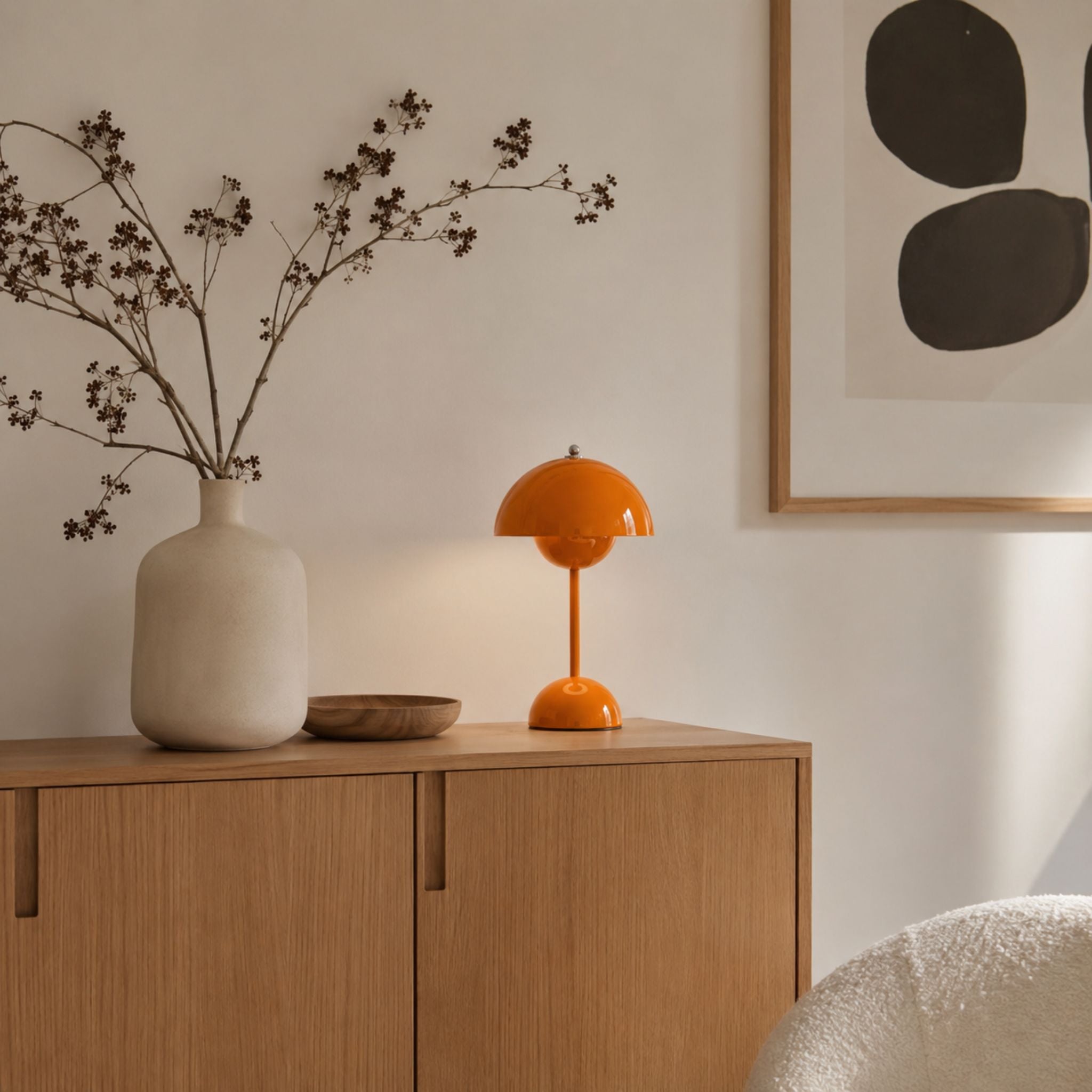 Flowerbud portabel bordslampa, Orange 30 cm - Trådlös & uppladdningsbar