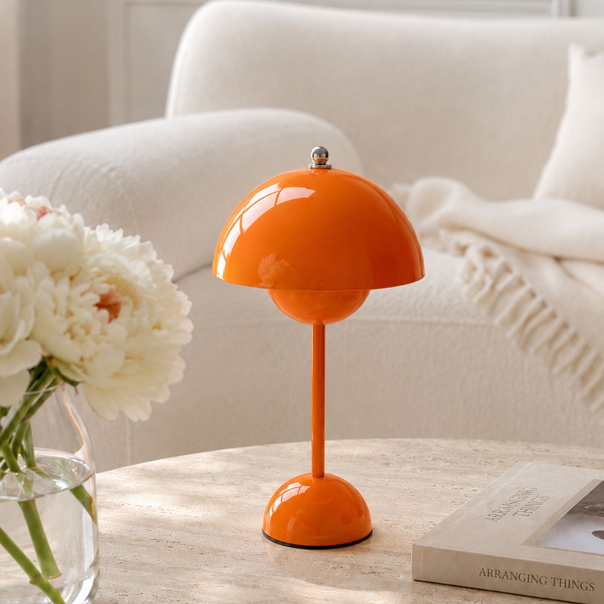 Flowerbud portabel bordslampa, Orange 30 cm - Trådlös & uppladdningsbar