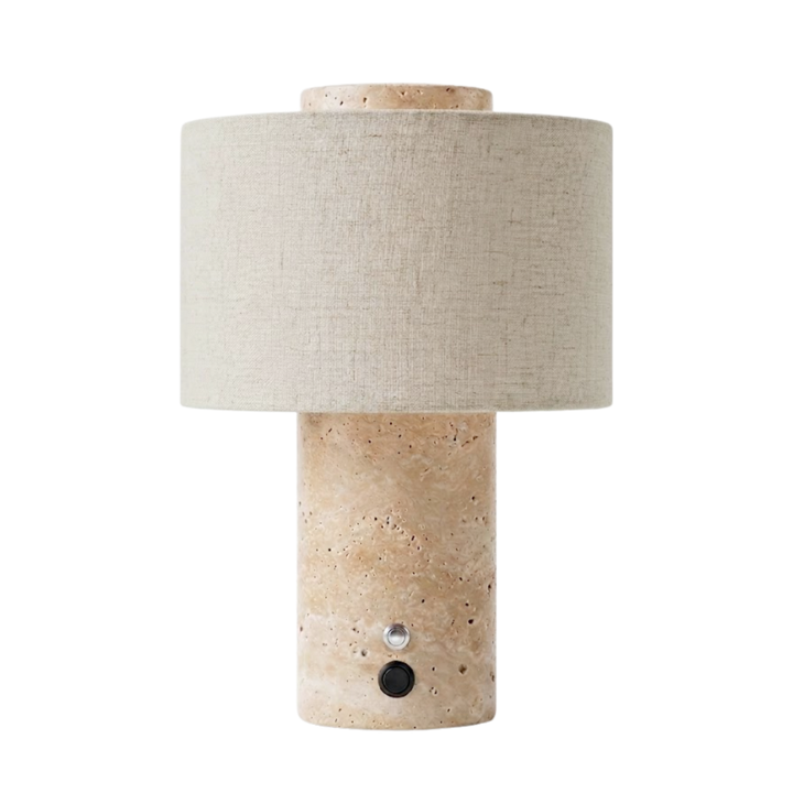 Monolit portabel bordslampa, Travertine 25 cm - Trådlös & uppladdningsbar