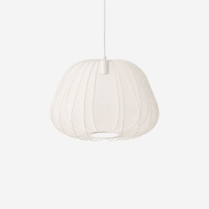 Vit Sfera Piatta taklampa med bred och rundad lampskärm i polyestermesh