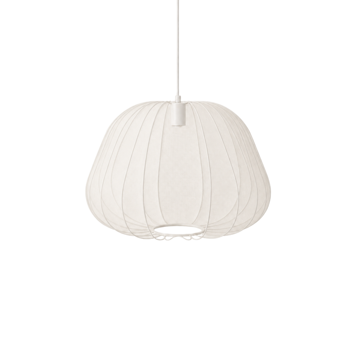 Vit Sfera Piatta taklampa med bred och rundad lampskärm i polyestermesh
