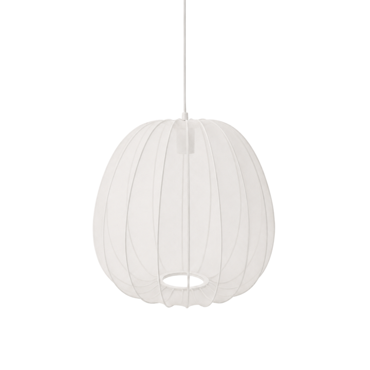 Vit Sfera Tonda taklampa med luftig lampskärm i polyestermesh