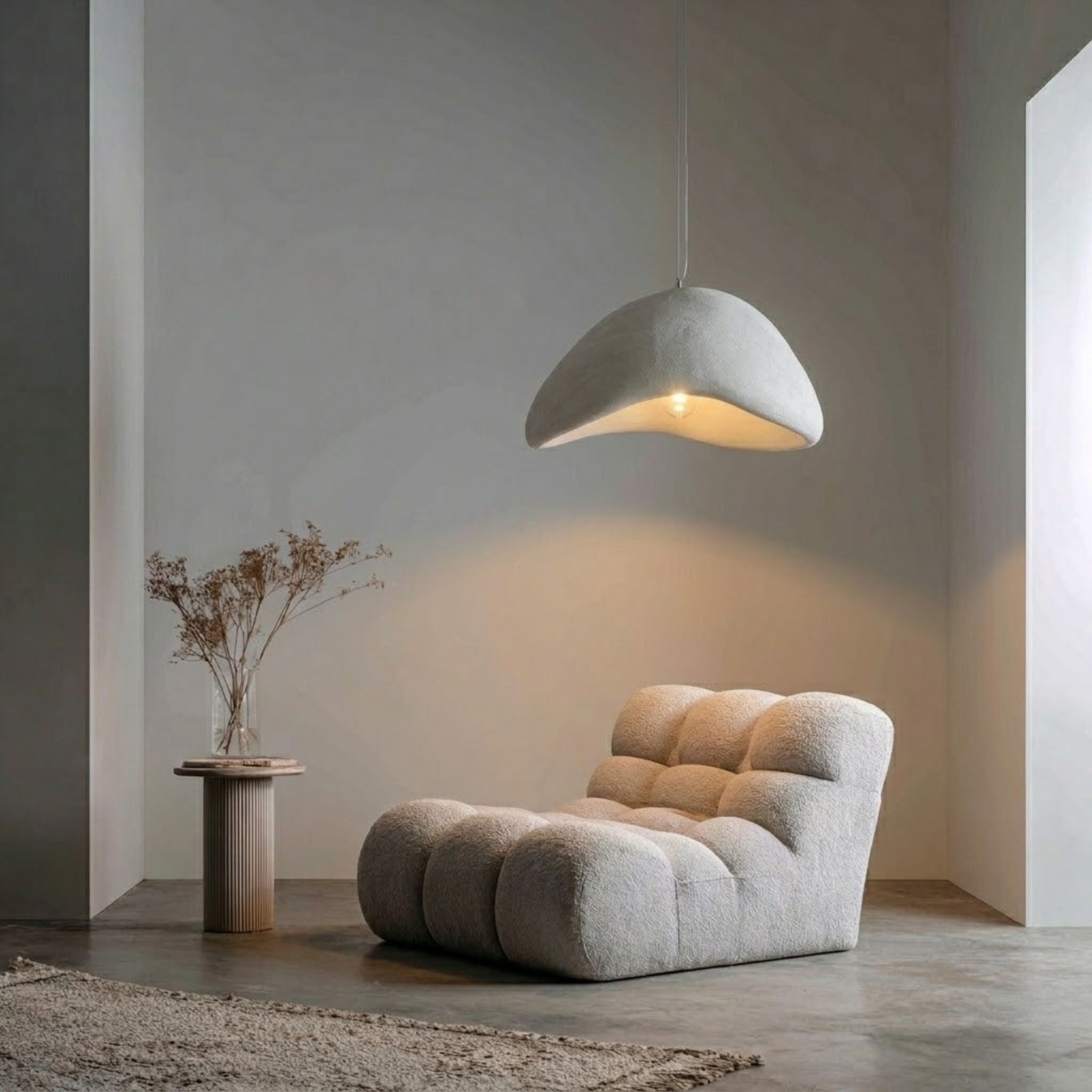 Wabi Sabi Wave taklampa, Vit pendellampa i japandi design