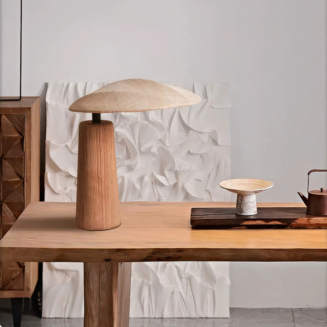 Wabi-sabi bordslampa trä