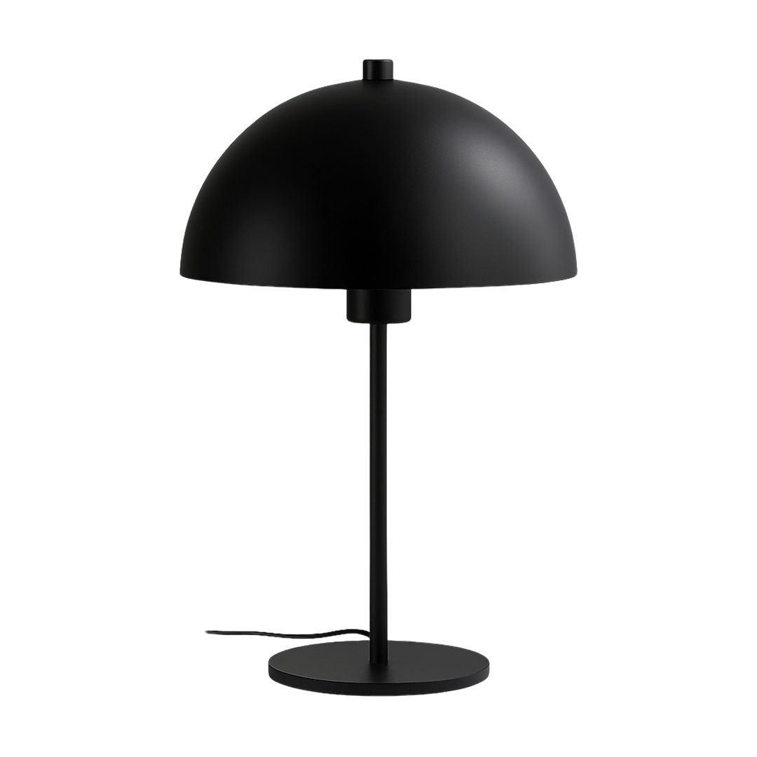 Bordslampa Eclipse i svart metall med rund skärm och minimalistisk skandinavisk design