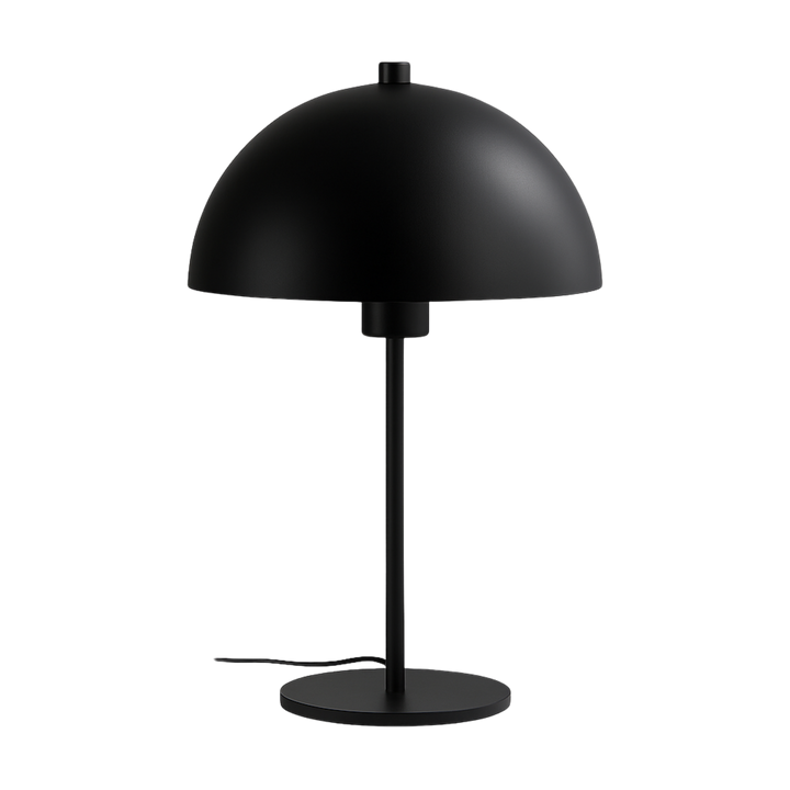 Bordslampa Eclipse i svart metall med rund skärm och minimalistisk skandinavisk design
