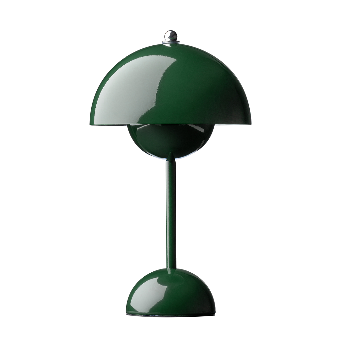 Portabel bordslampa Flowerbud i grön med rund skärm och tidlös design - trendig accessoar i heminredning