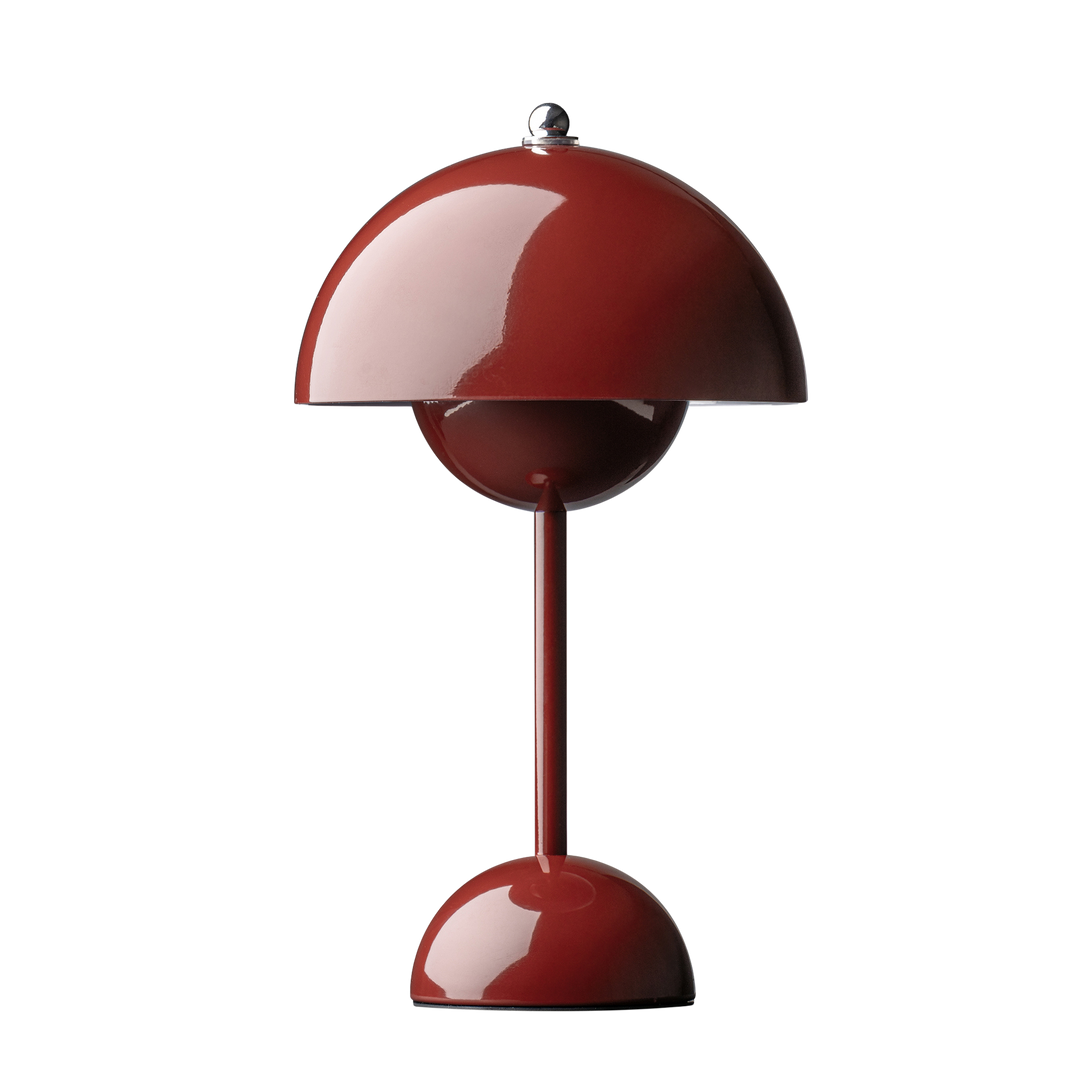 Portabel bordslampa Flowerbud i röd med rund skärm och tidlös design - trendig accessoar i heminredning 