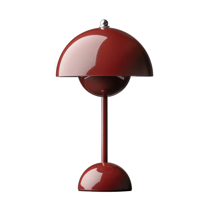 Portabel bordslampa Flowerbud i röd med rund skärm och tidlös design - trendig accessoar i heminredning 