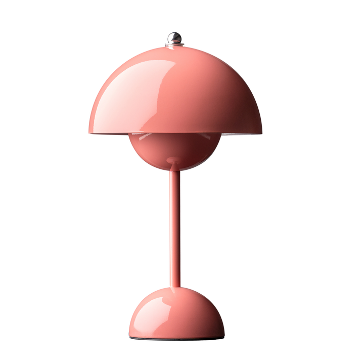 Portabel bordslampa Flowerbud i rosa med rund skärm och tidlös design - trendig accessoar i heminredning 