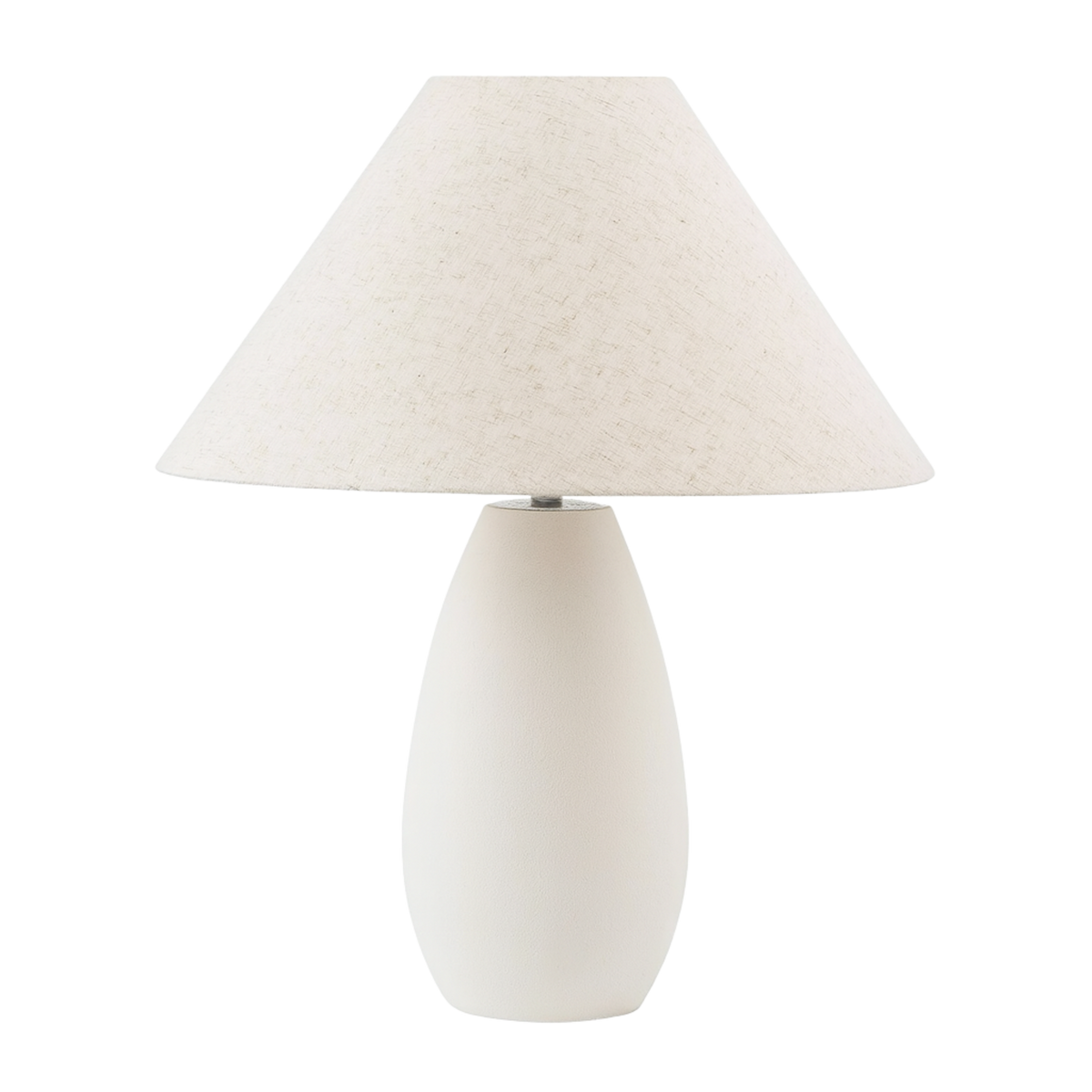 Bordslampa i keramik med tygskärm i ljus nyans, stilren design för skandinavisk inredning.