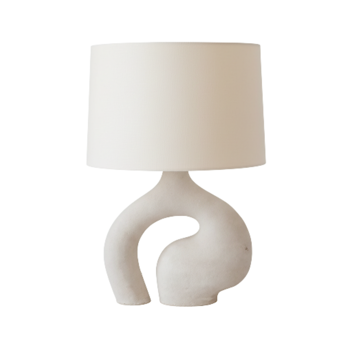 Bordslampa Nordica i vit keramik med linneskärm i skandinavisk design