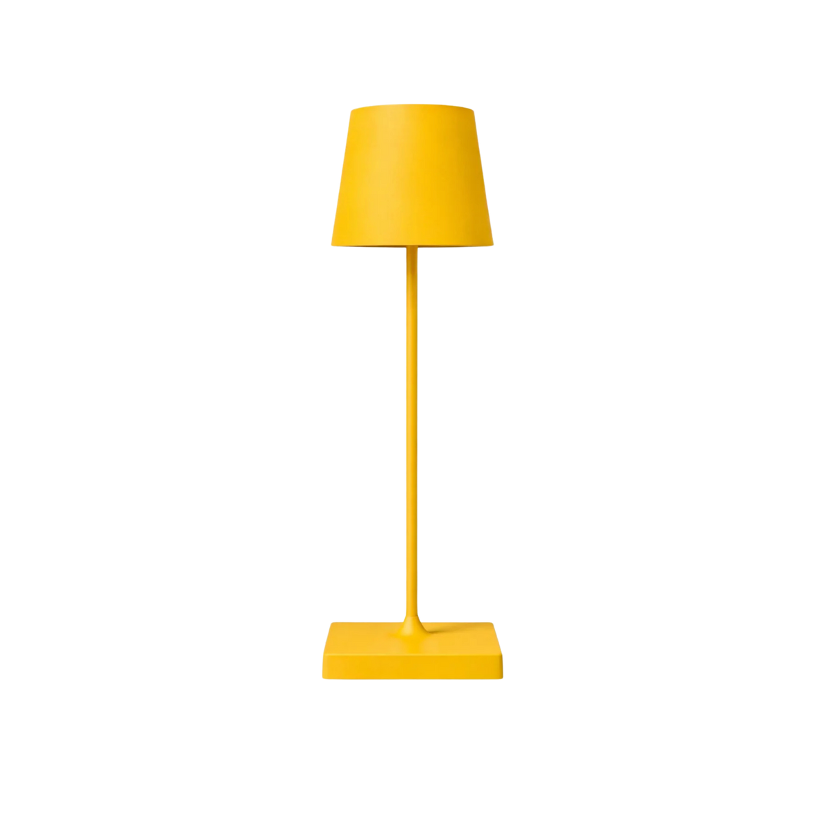 Bordslampa Oslo i gul metall med minimalistisk skandinavisk design och cylindrisk lampskärm