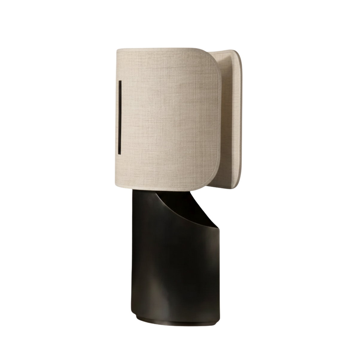 Bordslampa Panelo i svart med rektangulär tygskärm, modern och stilren design för sovrum och vardagsrum