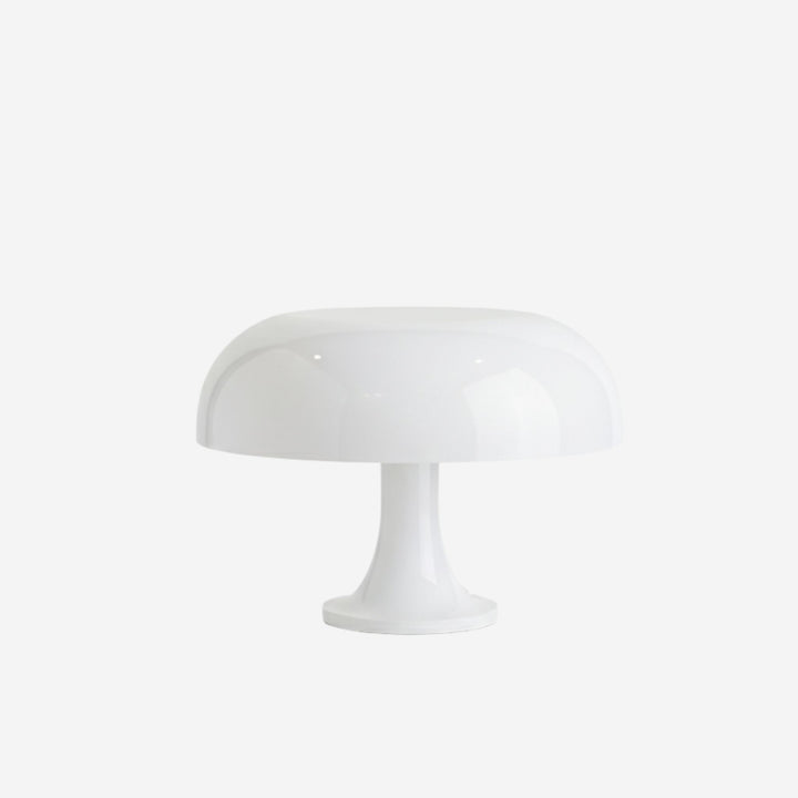 Retro bordslampa i vit med rund skärm och blank finish – dekorativ designbordslampa för stämningsfull belysning