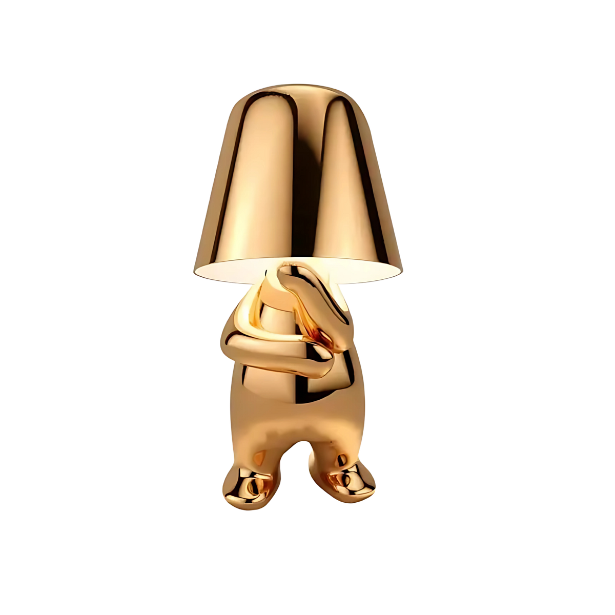 Bordslampa Thinker stående i guld med konstnärlig form, exklusiv designbelysning för vardagsrum och sovrum