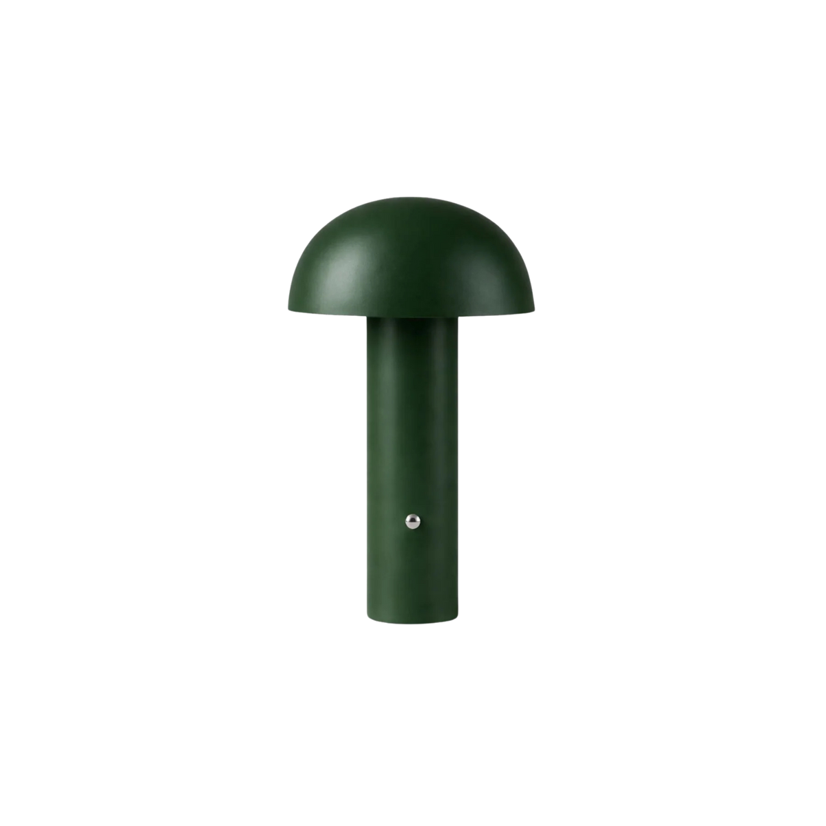 De Mesa grön portabel bordslampa 25 cm i metall med rundad svampformad skärm, uppladdningsbart batteri och dimbar LED-belysning.