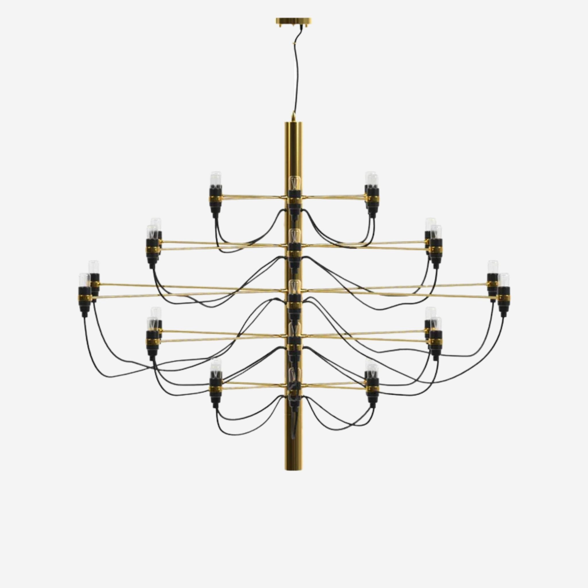 Elegant Ljuskrona 30 i mässing med flernivådesign och industriell känsla