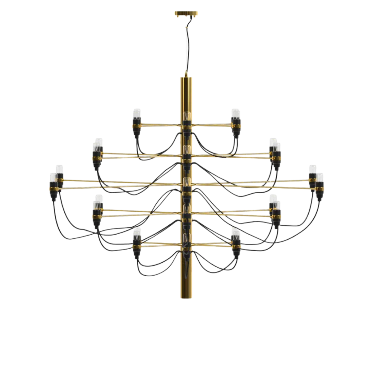 Elegant Ljuskrona 30 i mässing med flernivådesign och industriell känsla