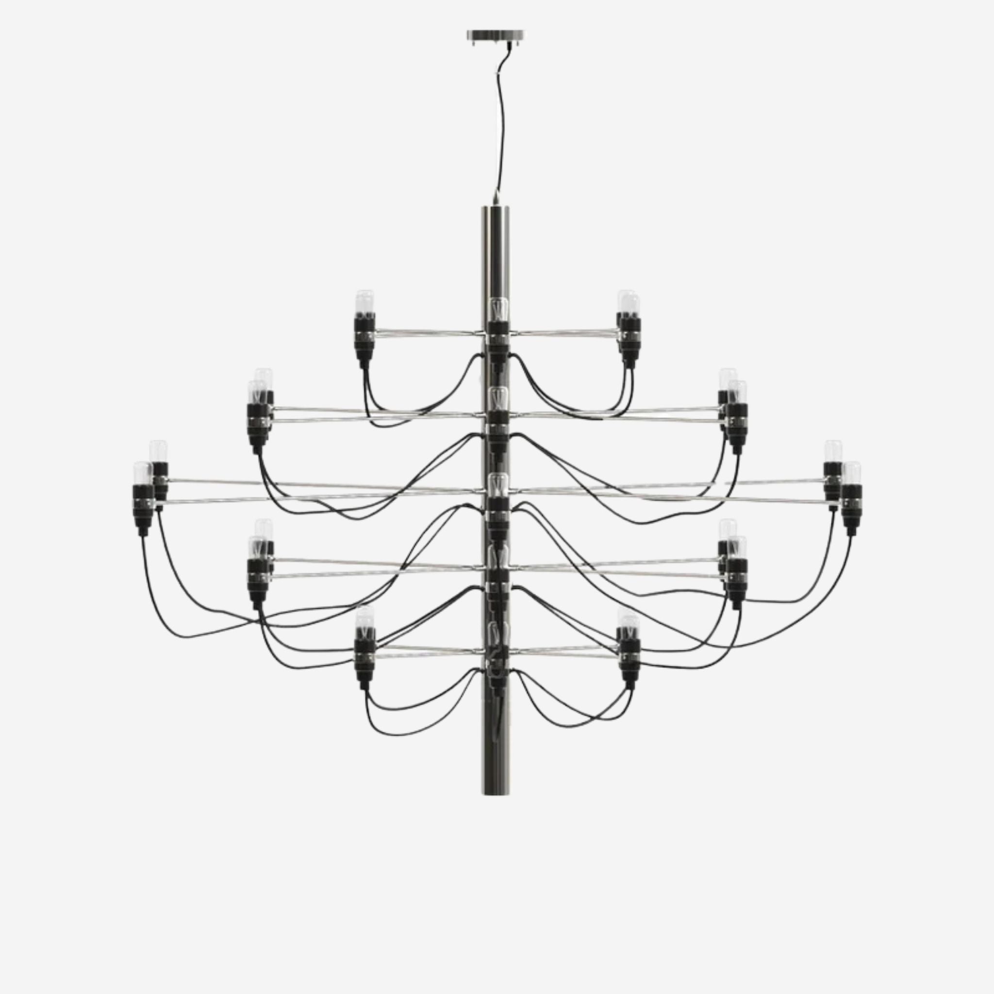 Elegant Ljuskrona 30 i silver med flernivådesign och industriell känsla