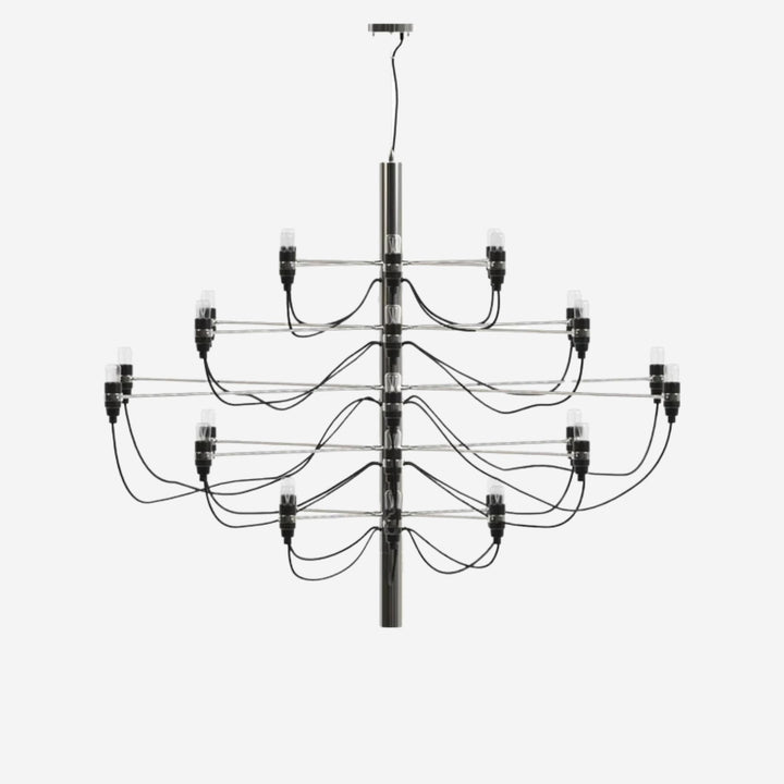 Elegant Ljuskrona 30 i silver med flernivådesign och industriell känsla