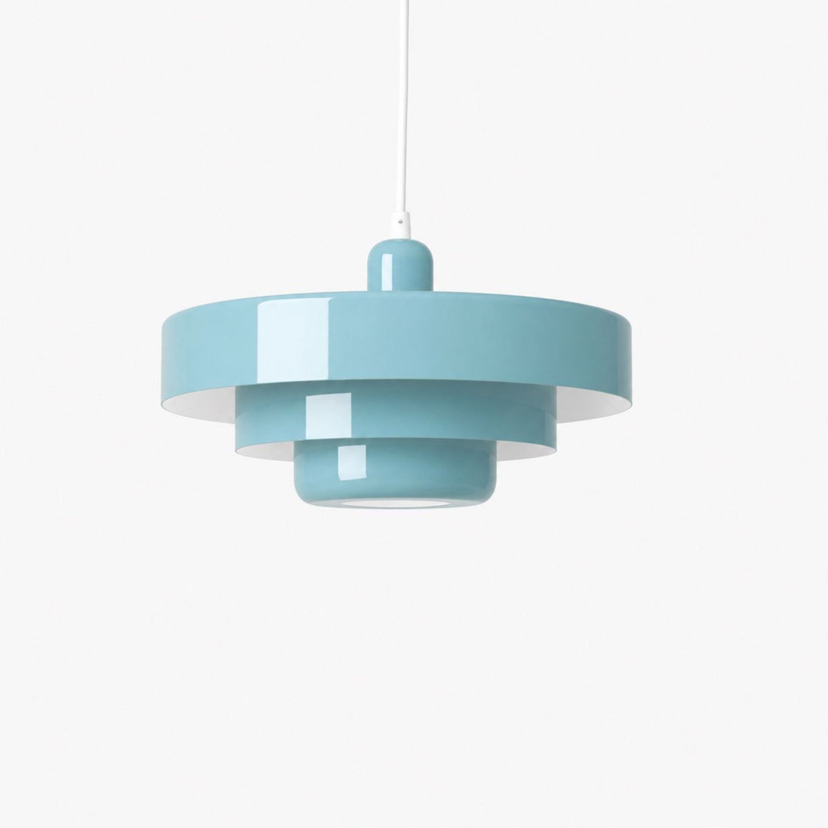 Italia taklampa i ljusblå färg med blank finish och lager-på-lager design