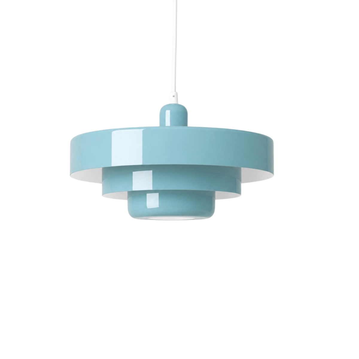 Italia taklampa i ljusblå färg med blank finish och lager-på-lager design