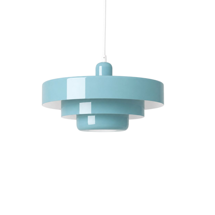 Italia taklampa i ljusblå färg med blank finish och lager-på-lager design