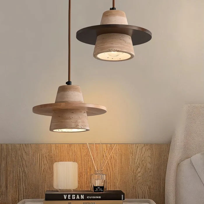Taklampa Saturn - Wabi Sabi Pendellampa - Travertine