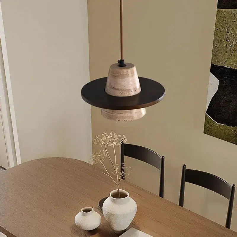 Taklampa Saturn - Wabi Sabi Pendellampa - Travertine