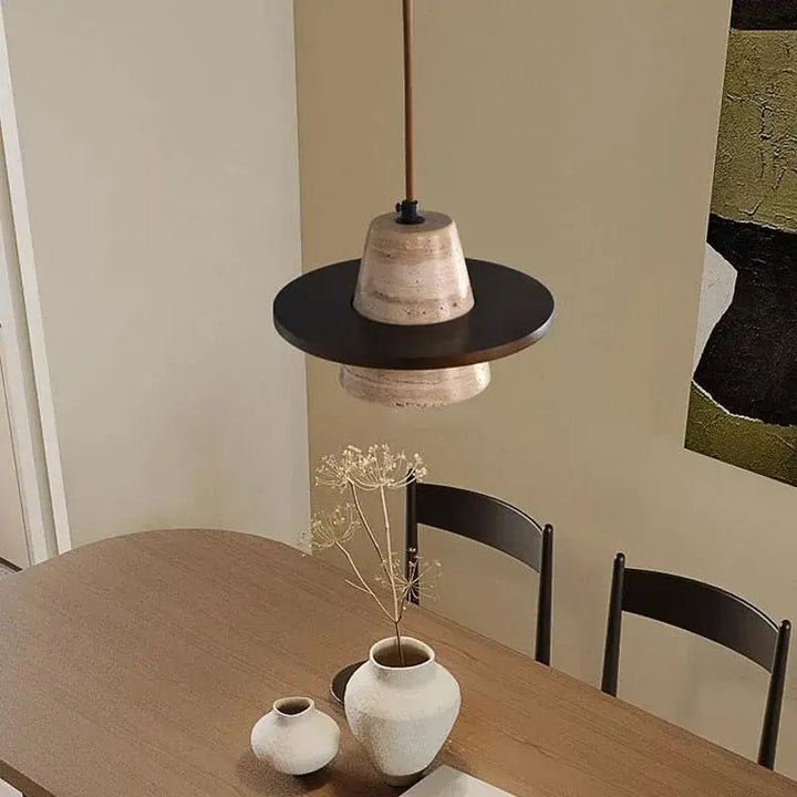 Taklampa Saturn - Wabi Sabi Pendellampa - Travertine