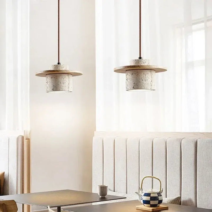 Taklampa Kanso - Wabi Sabi Pendellampa - Travertine