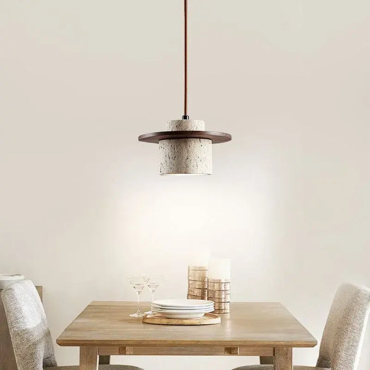 Taklampa Kanso - Wabi Sabi Pendellampa - Travertine
