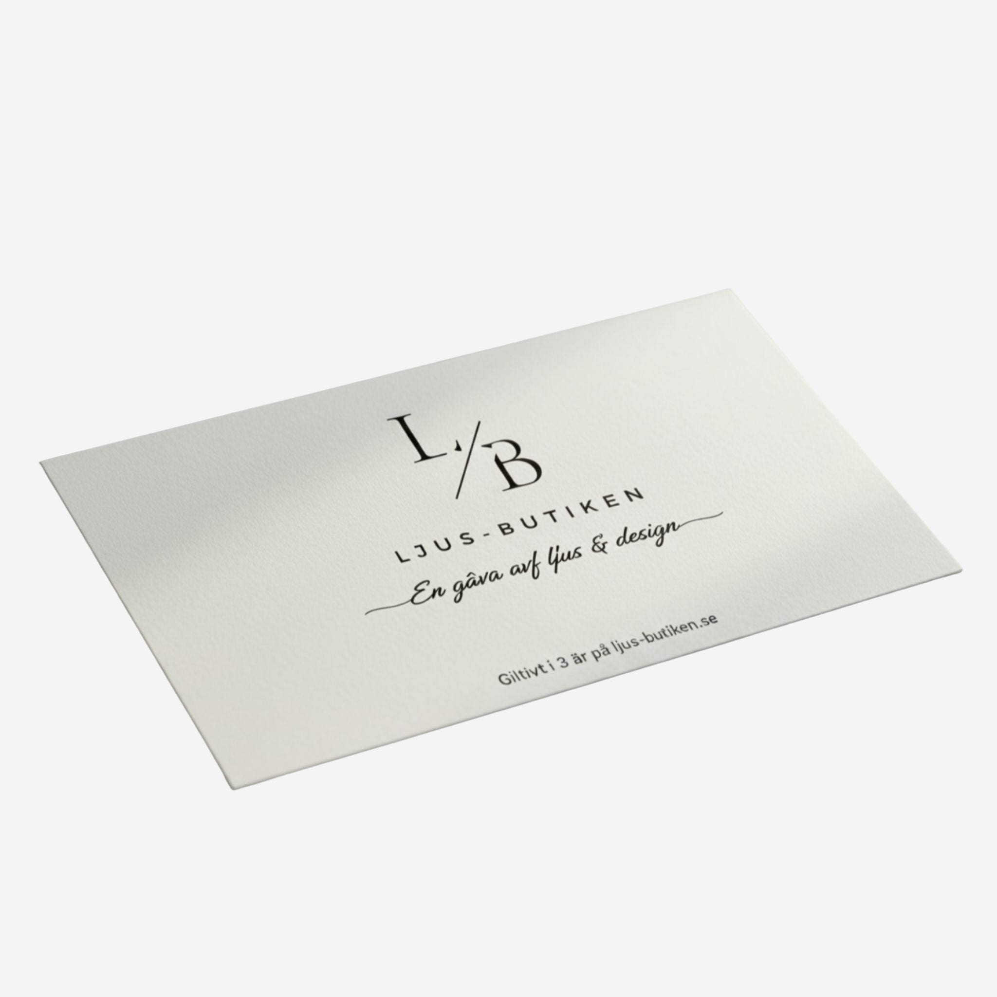 Presentkort från Ljus-butiken – en stilren gåva av ljus och design, giltigt i tre år
