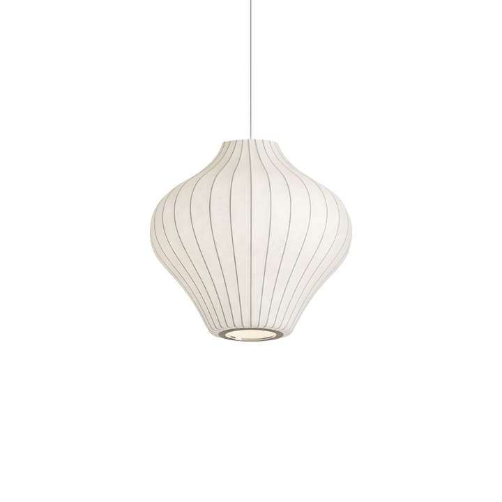 Taklampa Baluster i vit skandinavisk design med mjukt rundad form och vertikala linjer – stilren pendellampa för vardagsrum och matplats.