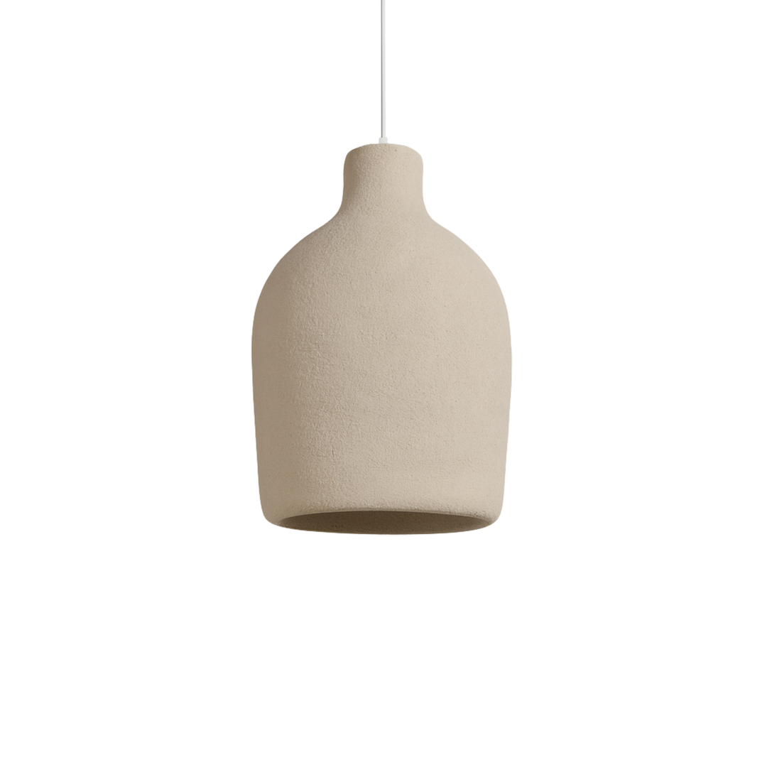 Taklampa Cirrus i modell Oval med mjuk, rund form i ljusbeige yta och stilren skandinavisk design.