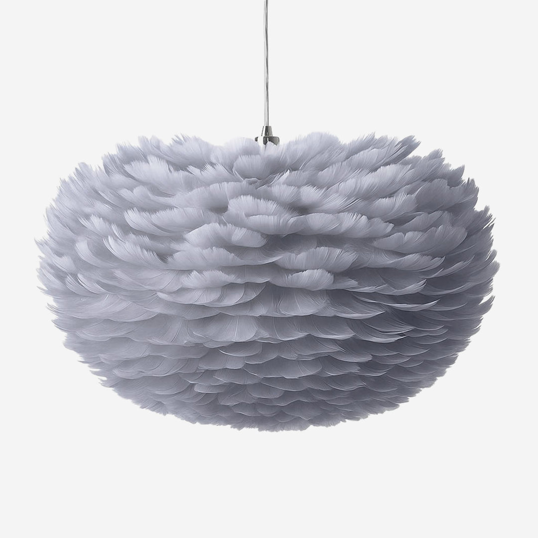 Taklampa Goosy grå med mjuk fjäderliknande struktur