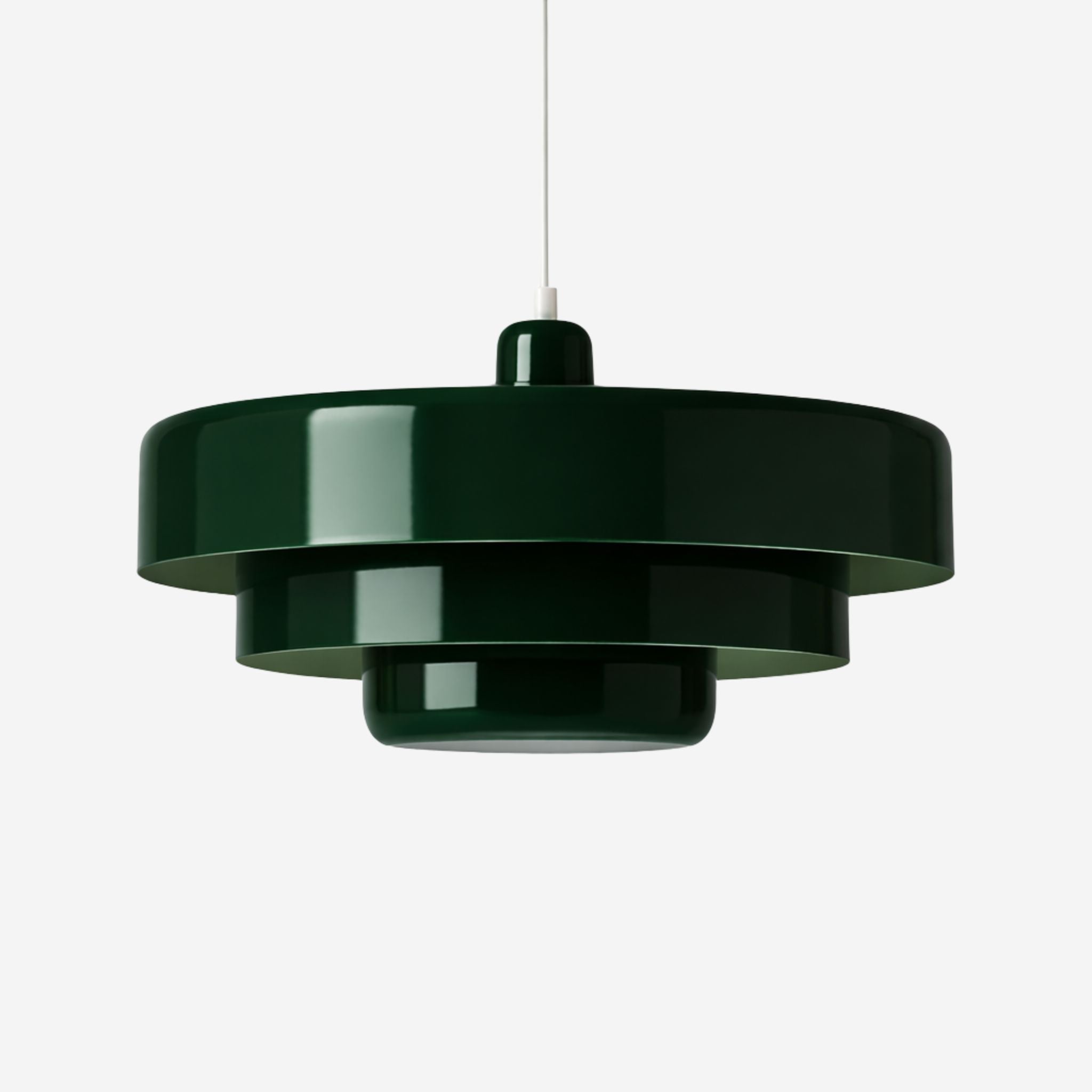 Italia taklampa i djupgrön kulör – retro pendellampa i Bauhaus-stil