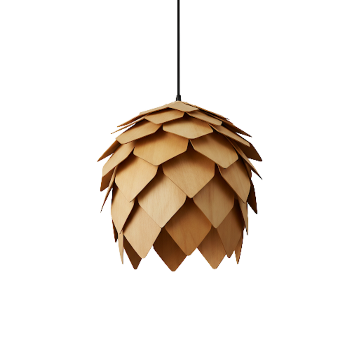 Taklampa Kotte i beige färg med skulptural form och mjukt nedåtriktat ljus
