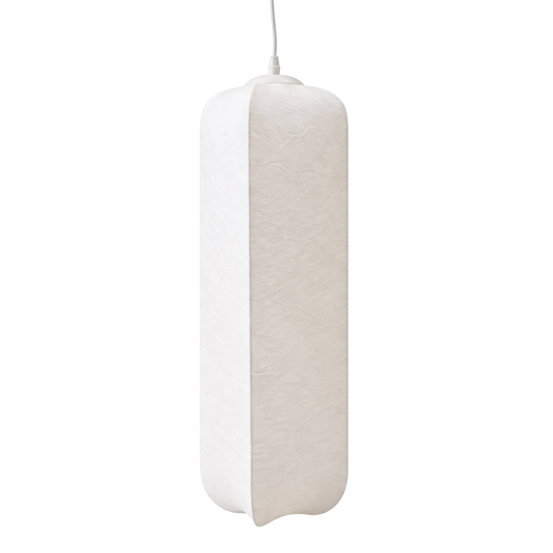 Taklampa Nebbia Column i Cacoon med mjukt rundad form i ljus nyans