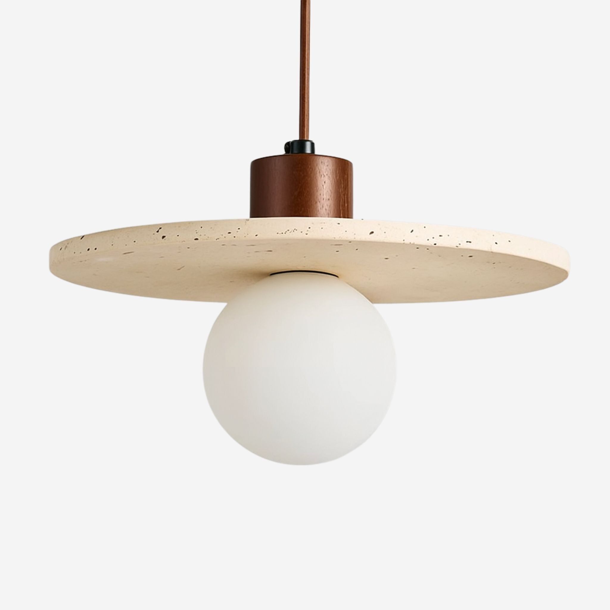 Taklampa Osho i natursten och trä detalj 