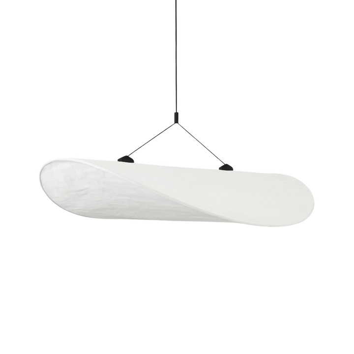 Taklampa Sailing i vit dupont papper med skulptural design med mjukt böljande form, exklusiv takbelysning för moderna hem.