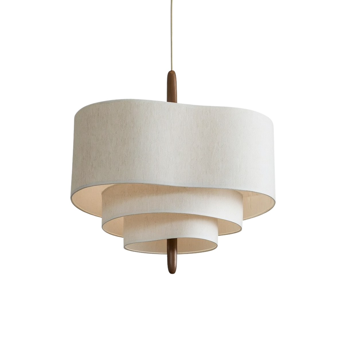 Taklampa Rondo med lagerformad lampskärm och trädetalj