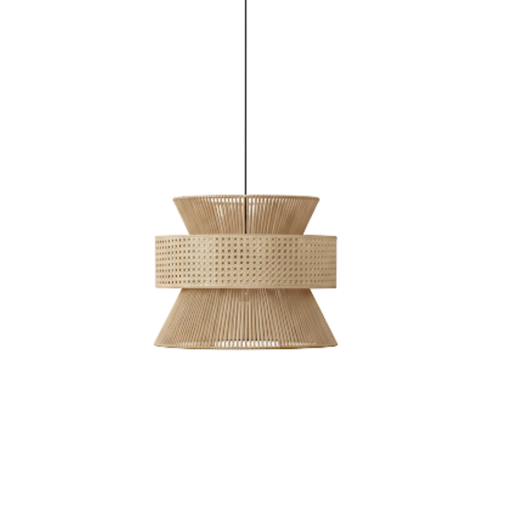 Taklampa Solwood i naturmaterial med flerskiktad design