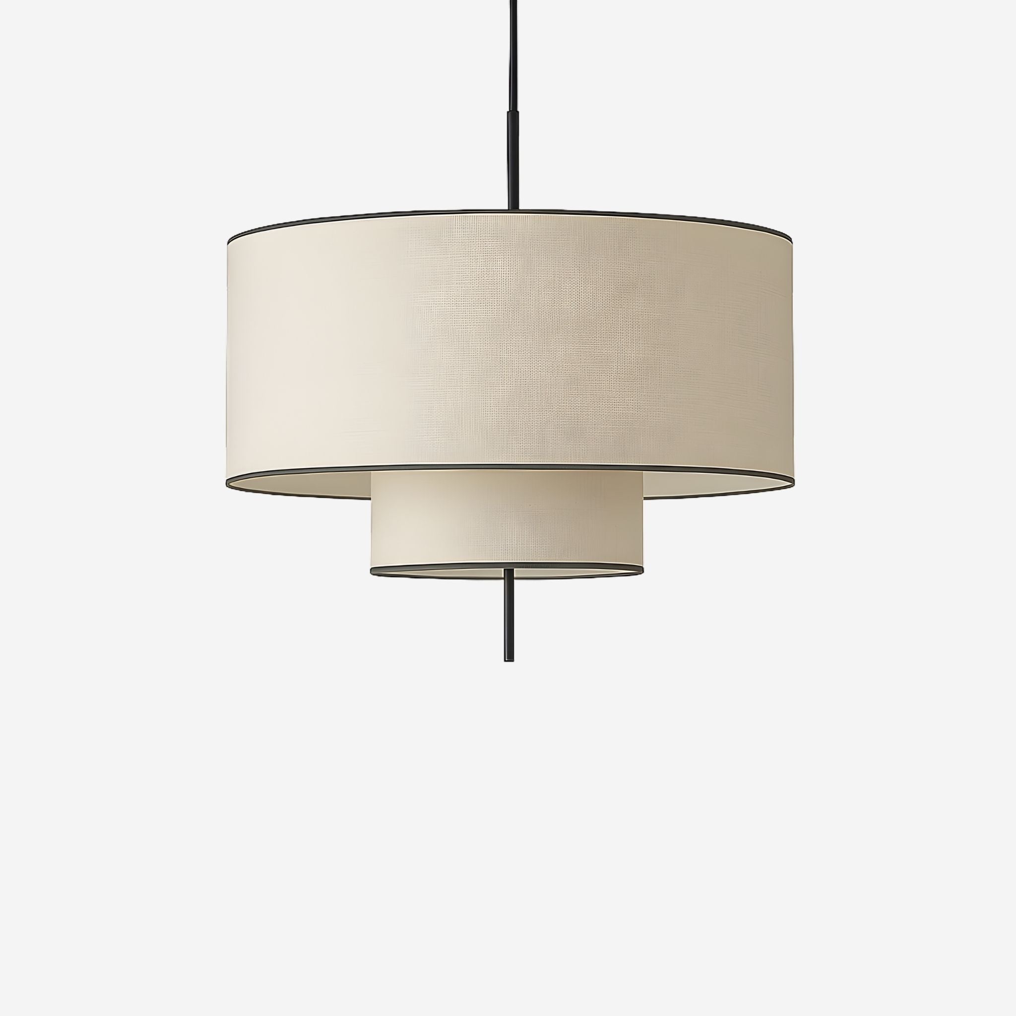 Taklampa Tambour i textil med cylindrisk lampskärm i ljus nyans